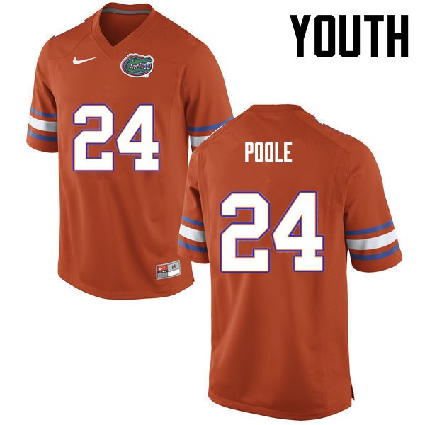 Florida Gators Youth #24 Brian Poole College Football Orange